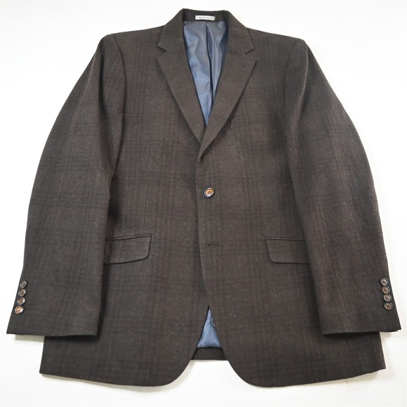 Bachrach 44R Brown 100% Wool Flannel Mens Blazer Suit Jacket Sport Coat